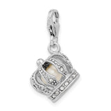 FW Cult Pearl Crown Clip-On Charm Pendant in Real 925 Sterling Silver