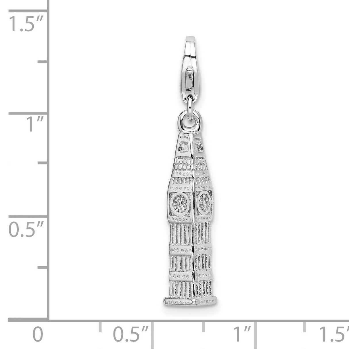 Sterling Silver Big Ben Pendant Charm, London Clock Tower Travel Jewelry