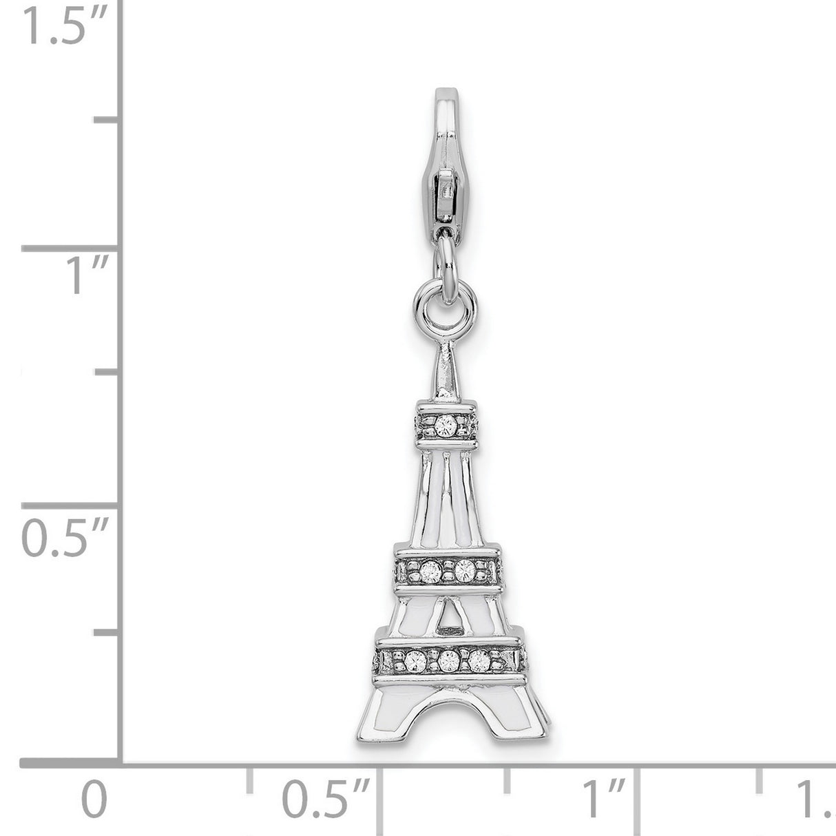 Sterling Silver Eiffel Tower Pendant with Cubic Zirconia, Paris Landmark Charm