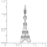 Sterling Silver Eiffel Tower Pendant with Cubic Zirconia, Paris Landmark Charm