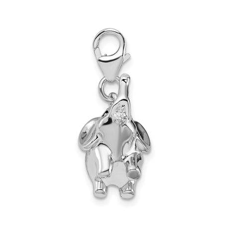 Sterling Silver Elephant Pendant with Raised Trunk, Good Luck and Wisdom Symbolic Charm
