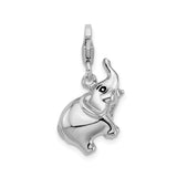 Sterling Silver Elephant Pendant with Raised Trunk, Good Luck and Wisdom Symbolic Charm