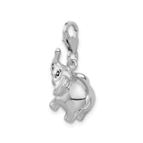 Sterling Silver Elephant Pendant with Raised Trunk, Good Luck and Wisdom Symbolic Charm