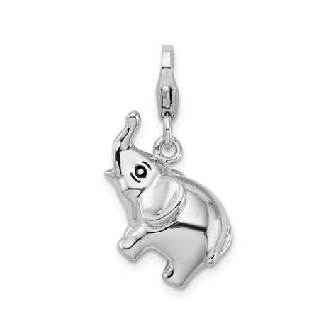 Sterling Silver Elephant Pendant with Raised Trunk, Good Luck and Wisdom Symbolic Charm