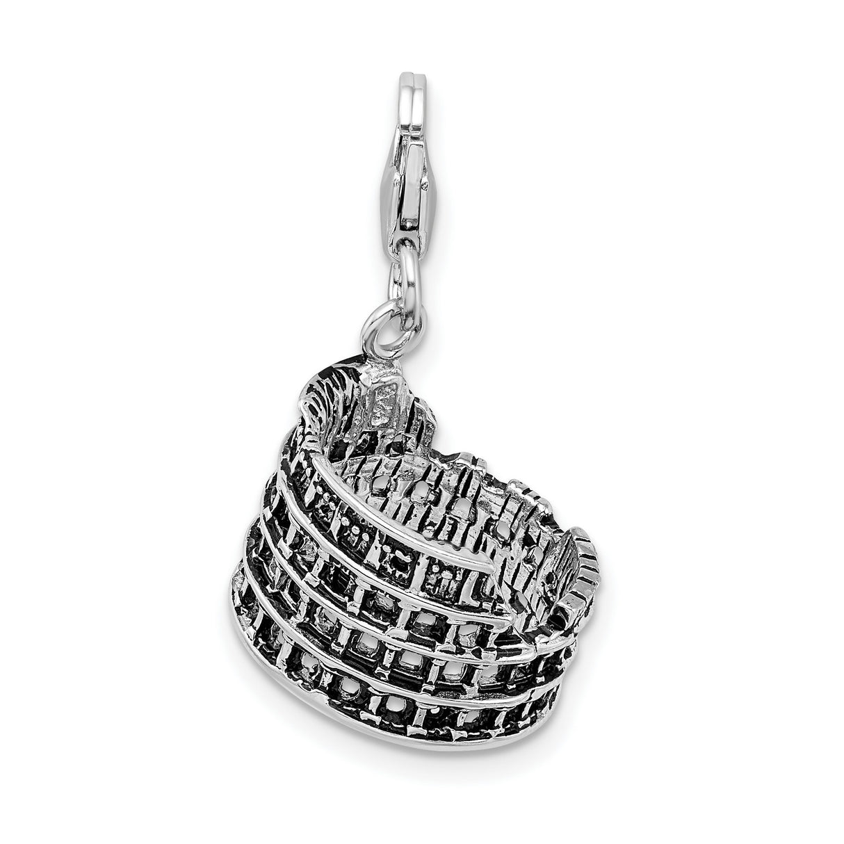 Sterling Silver Colosseum Charm Pendant, Roman Landmark Travel Souvenir Jewelry for Women