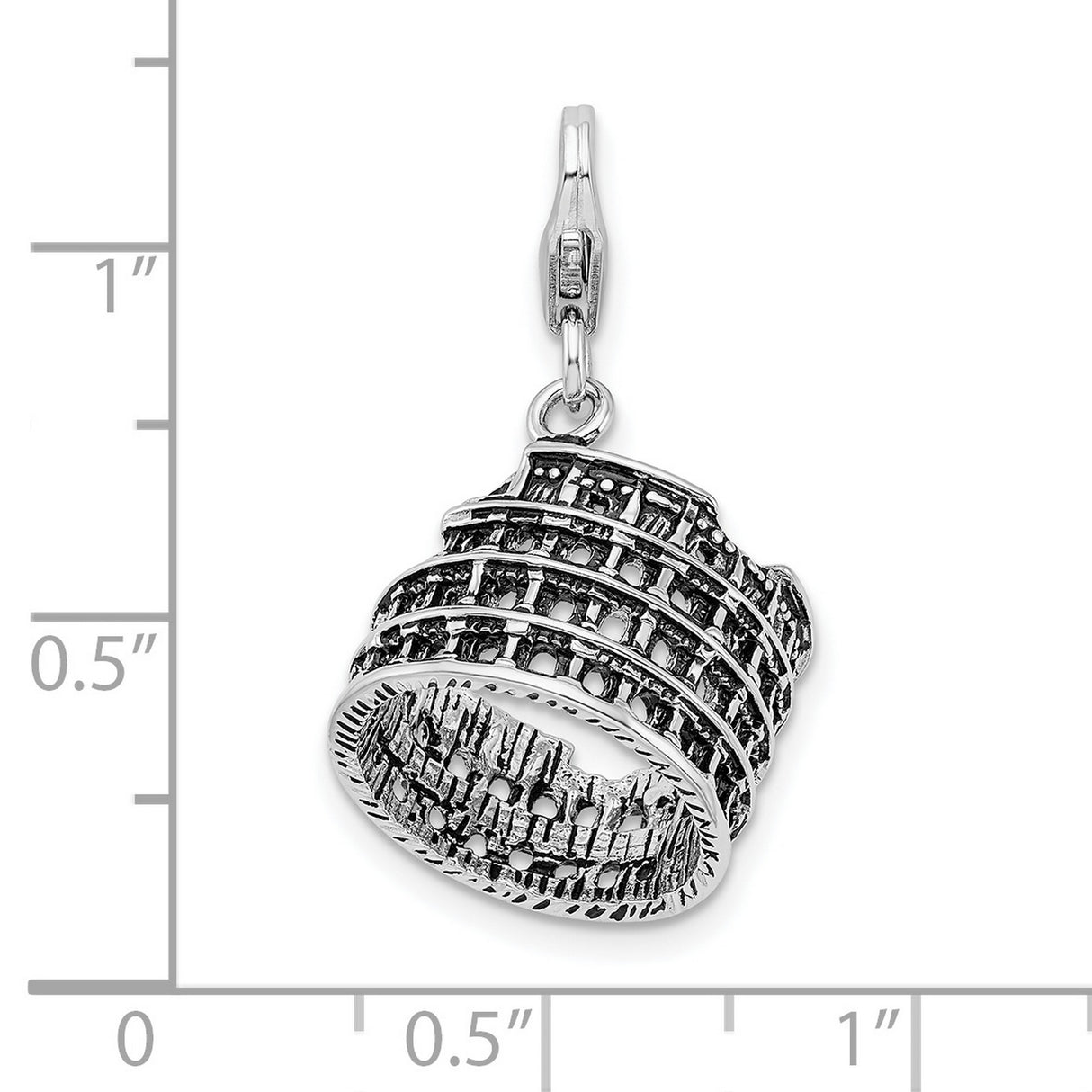 Sterling Silver Colosseum Charm Pendant, Roman Landmark Travel Souvenir Jewelry for Women