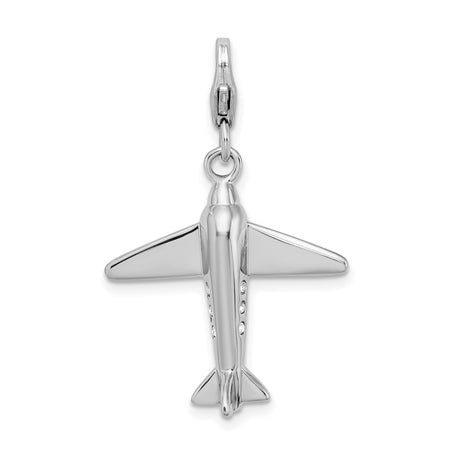 Sterling Silver Airplane Pendant with Crystal, Jet Charm for Travel Lovers and Pilots