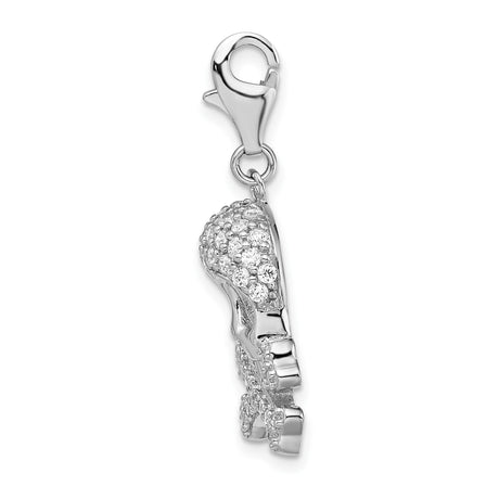 Sterling Silver Skull and Crossbones Pendant with Cubic Zirconia, Punk Gothic Style