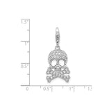 Sterling Silver Skull and Crossbones Pendant with Cubic Zirconia, Punk Gothic Style