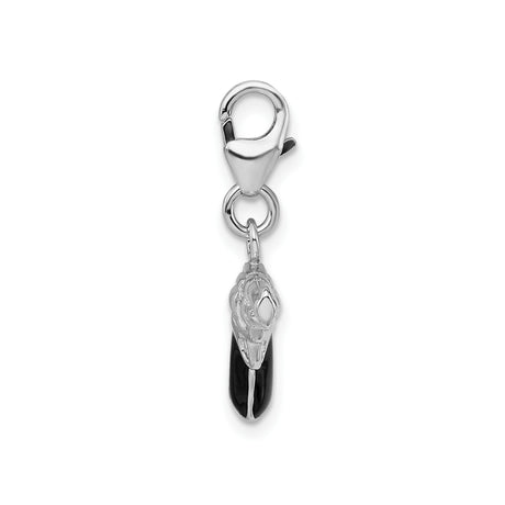 Sterling Silver Revolver Pendant with Black Enamel Grip, Western Handgun Design