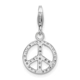 Sterling Silver Peace Sign Pendant with Cubic Zirconia, Boho Spiritual Jewelry Charm