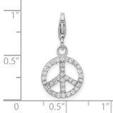 Sterling Silver Peace Sign Pendant with Cubic Zirconia, Boho Spiritual Jewelry Charm