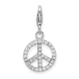 Sterling Silver Peace Sign Pendant with Cubic Zirconia, Boho Spiritual Jewelry Charm