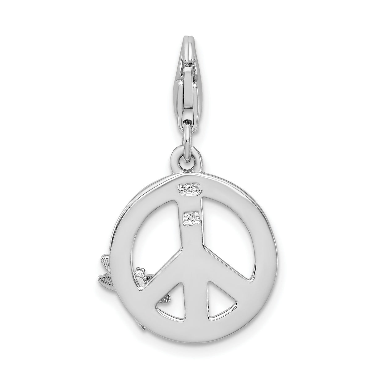 Sterling Silver Dragonfly Charm with Turquoise Enamel Peace Symbol, Boho Spiritual Pendant