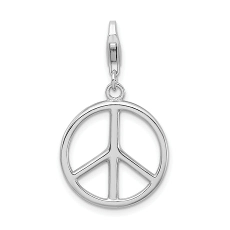 Sterling Silver Peace Sign Pendant, Open Circle Harmony Charm, Bohemian Retro Style