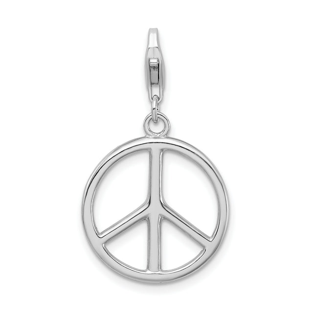 Sterling Silver Peace Sign Pendant, Open Circle Harmony Charm, Bohemian Retro Style