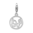Sterling Silver Love Charm Pendant with Circle Cutout Design for Women