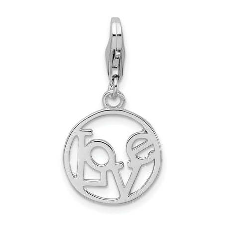 Sterling Silver Love Charm Pendant with Circle Cutout Design for Women