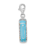Sterling Silver Hippie Van Charm Pendant with Enamel Hearts, Flowers and Peace Signs