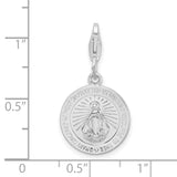 Miraculous Medal Clip-On Charm Pendant in Real 925 Sterling Silver