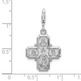 Four Way Cruciform Cross Clip-On Charm Pendant in Real 925 Sterling Silver