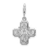 Four Way Cruciform Cross Clip-On Charm Pendant in Real 925 Sterling Silver