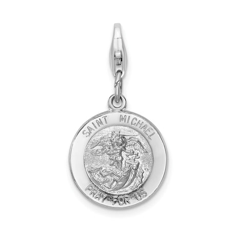 Sterling Silver Saint Michael Pendant Medal with Embossed Archangel Design