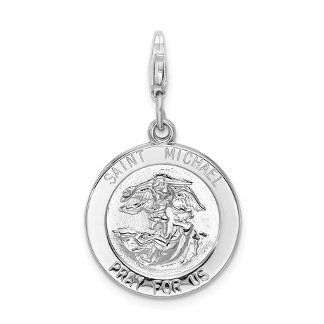 Sterling Silver Saint Michael Pendant, Catholic Medal Charm with Pray for Us Engraving