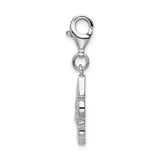 Sterling Silver Fleur De Lis Charm Pendant with Cubic Zirconia, Lobster Clasp, French Heritage Design