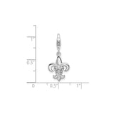 Sterling Silver Fleur De Lis Charm Pendant with Cubic Zirconia, Lobster Clasp, French Heritage Design