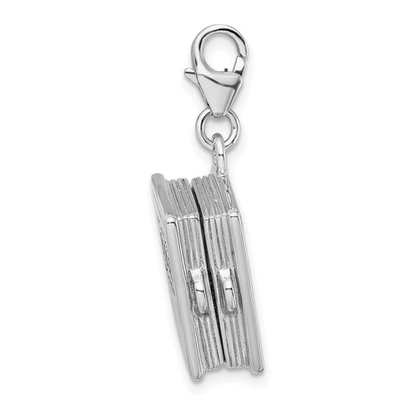 3-D Moveable Bible Clip-On Charm Pendant in Real 925 Sterling Silver