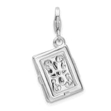 3-D Moveable Bible Clip-On Charm Pendant in Real 925 Sterling Silver