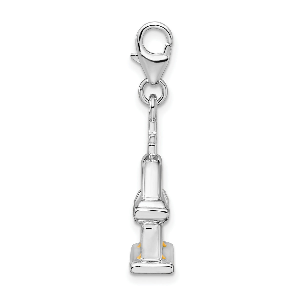 3-D Moveable Church Bell Clip-On Charm Pendant in Real 925 Sterling Silver