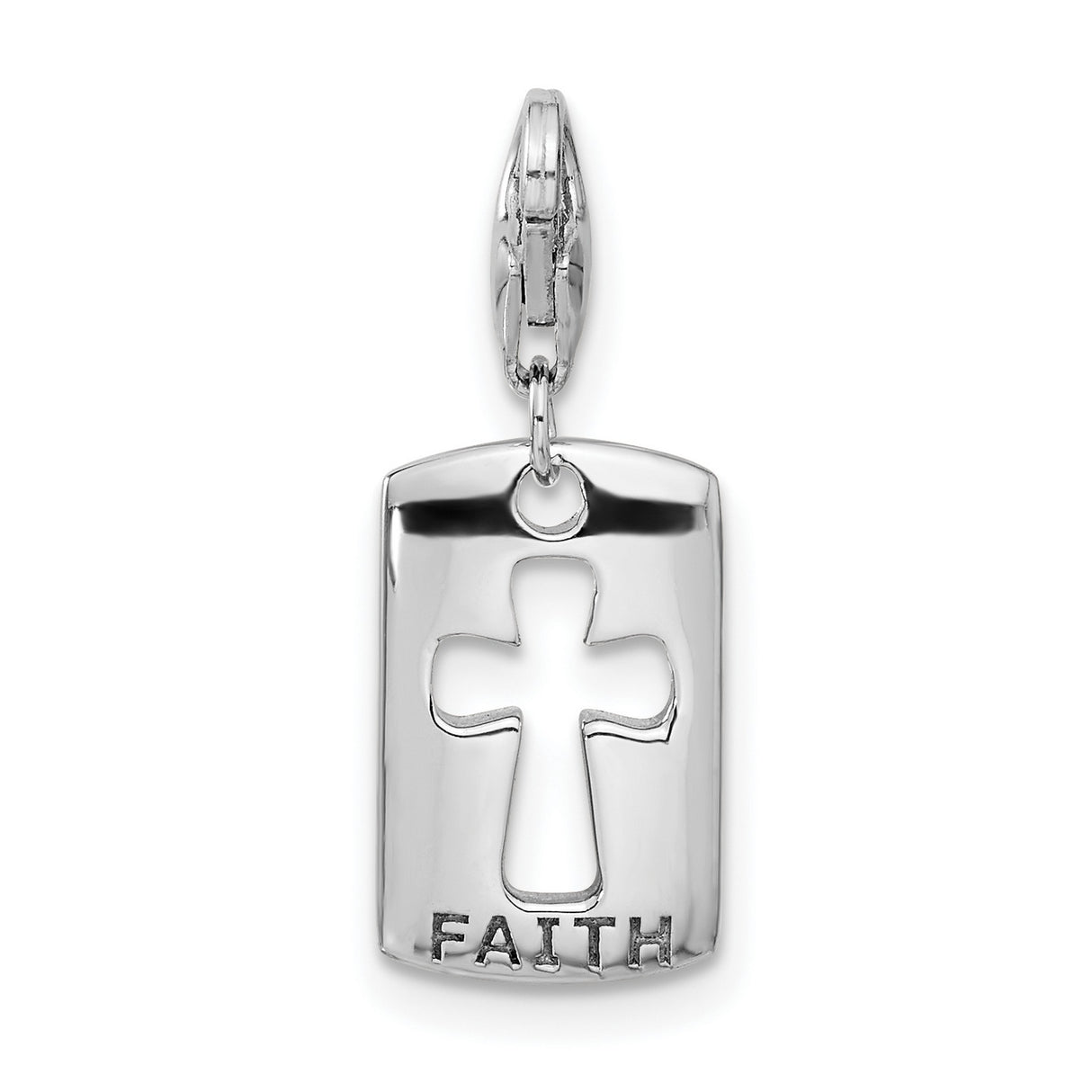 Cross And Faith Clip-On Charm Pendant in Real 925 Sterling Silver