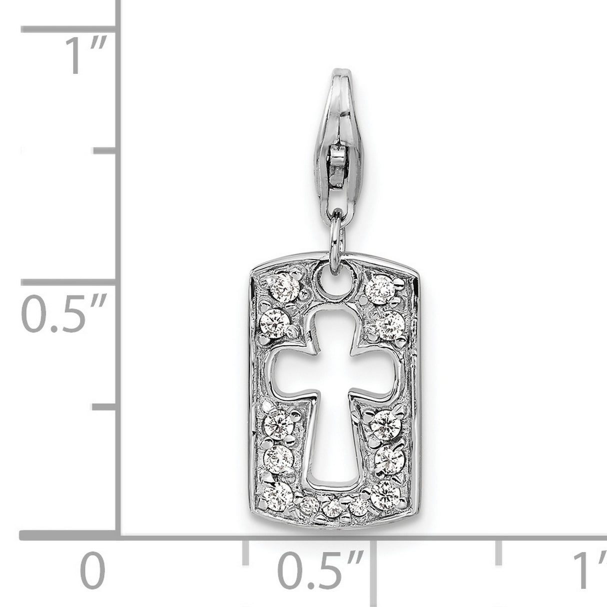 Cross And Faith Clip-On Charm Pendant in Real 925 Sterling Silver