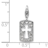 Cross And Faith Clip-On Charm Pendant in Real 925 Sterling Silver