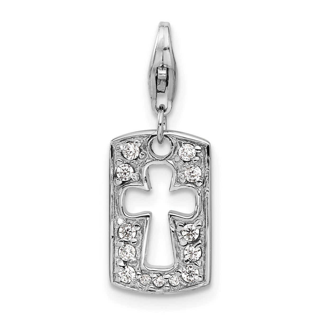 Cross And Faith Clip-On Charm Pendant in Real 925 Sterling Silver