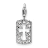 Cross And Faith Clip-On Charm Pendant in Real 925 Sterling Silver