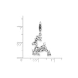 Sterling Silver Reindeer Charm with Celtic Knotwork Design, Holiday Animal Pendant