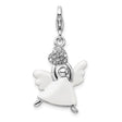 Angel Clip-On Charm Pendant in Real 925 Sterling Silver