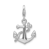 Sterling Silver Anchor Pendant with Crystals, Nautical Rope Design, Christian Symbol of Hope