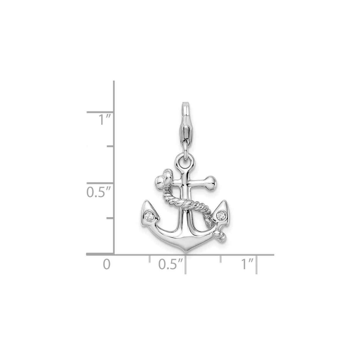 Sterling Silver Anchor Pendant with Crystals, Nautical Rope Design, Christian Symbol of Hope