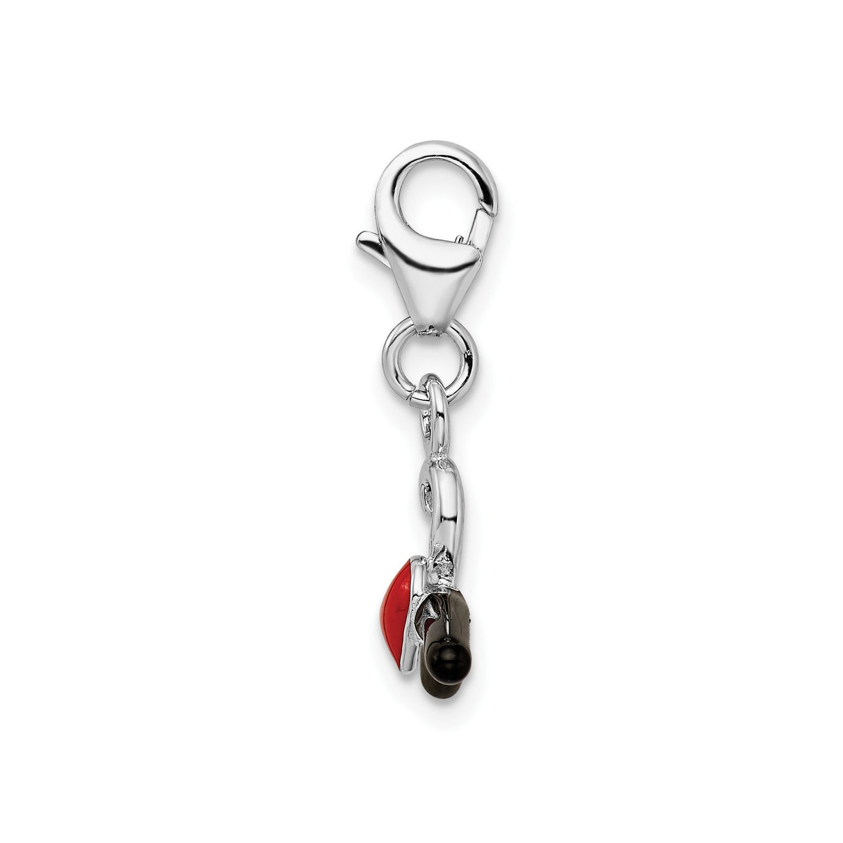 Sterling Silver Heart Charm Pendant, Red Heart Design, Symbol of Love, Unisex Style