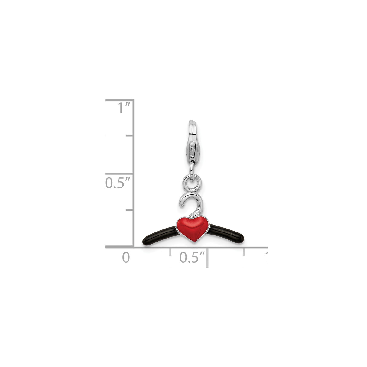Sterling Silver Heart Charm Pendant, Red Heart Design, Symbol of Love, Unisex Style