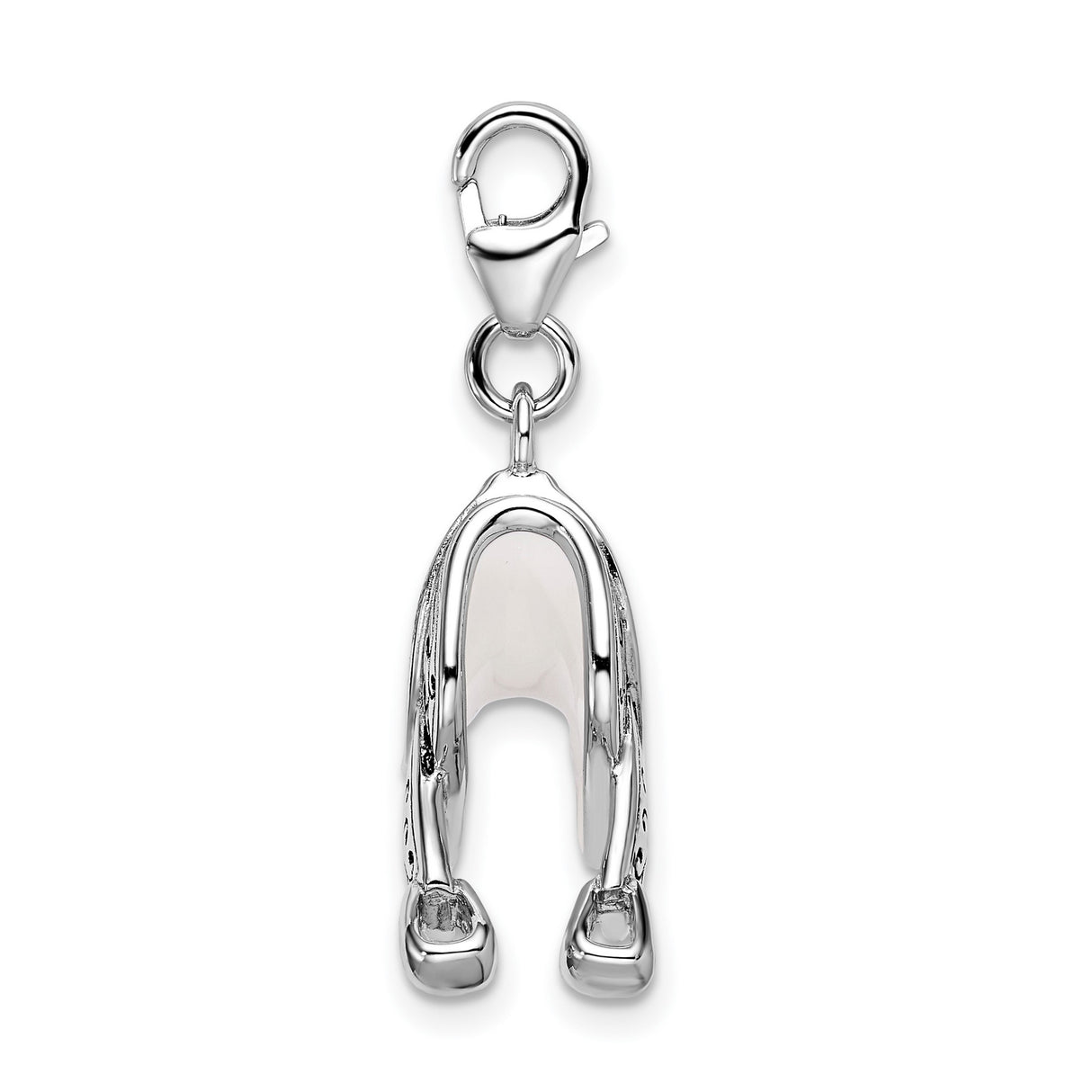Sterling Silver Saddle Pendant with Scroll Detailing and Yellow Enamel, Western Equestrian Theme