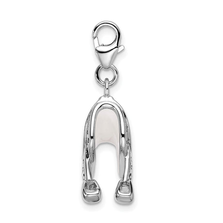 Sterling Silver Saddle Pendant with Scroll Detailing and Yellow Enamel, Western Equestrian Theme