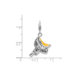 Sterling Silver Saddle Pendant with Scroll Detailing and Yellow Enamel, Western Equestrian Theme