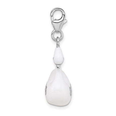 Sterling Silver Swan Pendant with Smooth White Enamel, Nature-Inspired Bird Charm for Women
