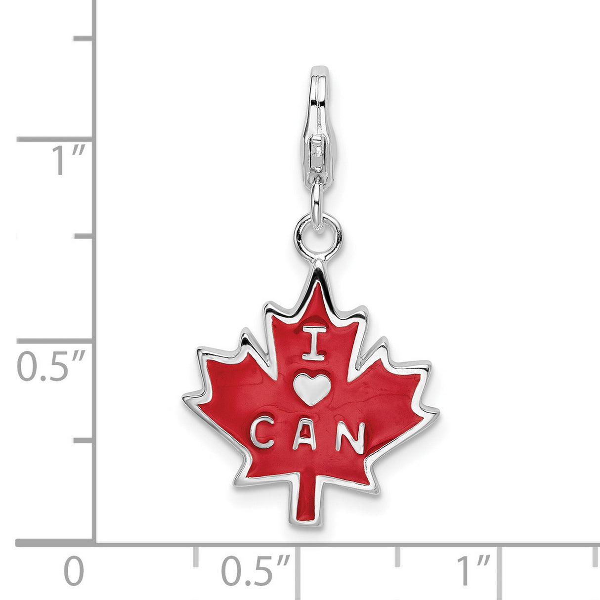 Sterling Silver Maple Leaf Charm Pendant with I Love Canada Engraving, Patriotic Canada Jewelry