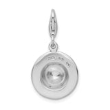 Sterling Silver Leopard Enamel Pendant with Cubic Zirconia, Circular Animal Print Design